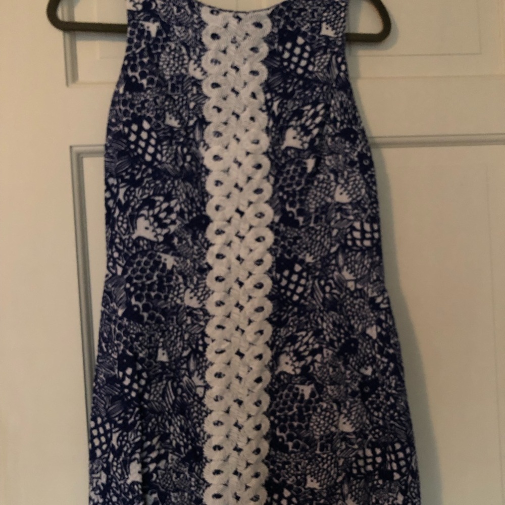 Lilly Pulitzer Navy and White Mini Dress with Crochet Center